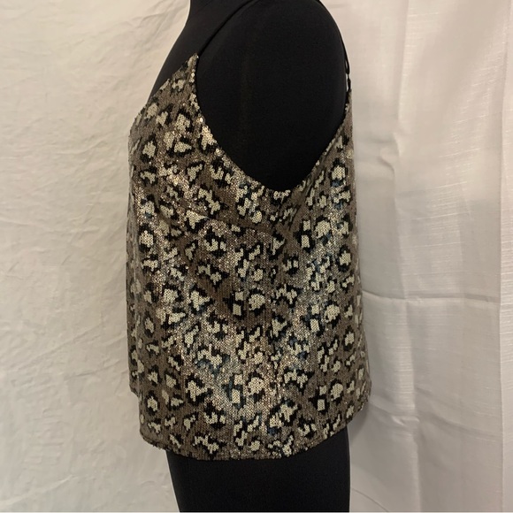 Le Lis Sequin Leopard Print Cami Top, NWT, Size Large- fits 10/12, Fully Lined - Picture 14 of 14